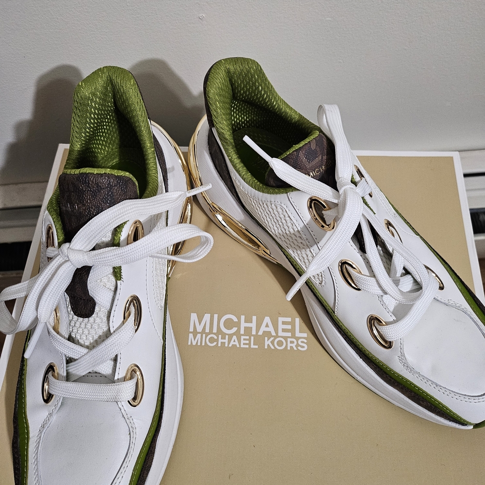New Michael Kors White and Green Men's Sneakers Size 9